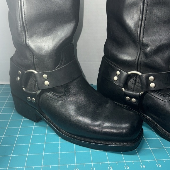 Cody James Moto Biker Riding Square Toe Harness Black Leather Boots Size 8.5 - Picture 2 of 14